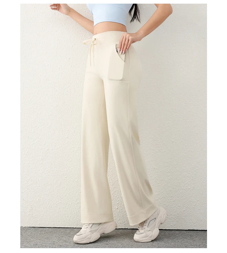 Women's Casual Loose Straight Running Sweatpants Wide Leg Drawstring Design With Side Pockets Leggings Yoga Pants The Clothing Company Sydney