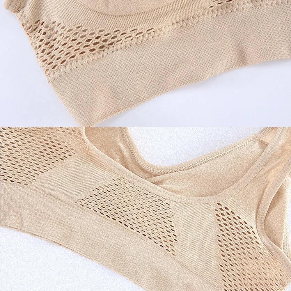Seamless Mesh Women Sports Bras Fitness Gym Running Underwear Shockproof Bra Wireless Plus Size Crop Top Breathable Yoga Bra The Clothing Company Sydney