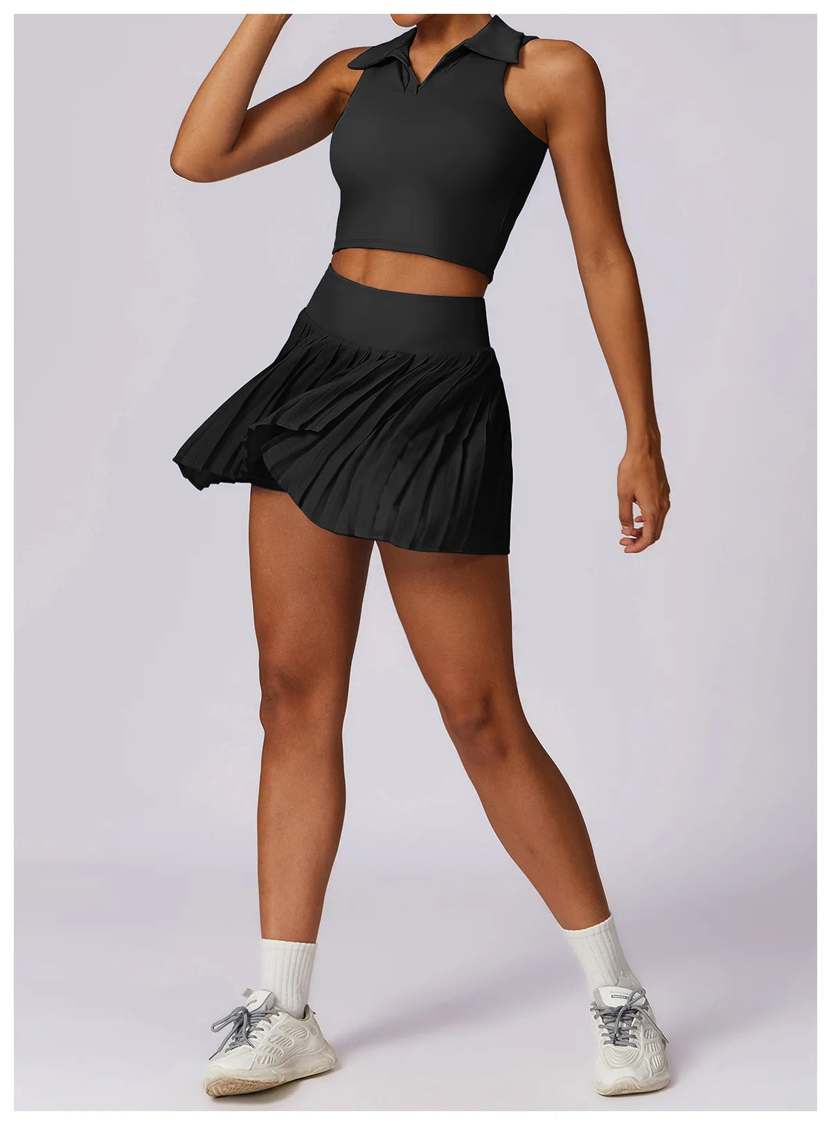 2 Piece Women's Gym Clothes Running Sports Fitness Breathable Yoga Tennis Top and Skirt Set - The Clothing Company Sydney
