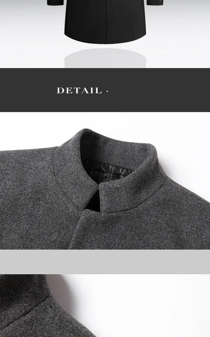 Business Casual Trench Coat Men Style Winter Coat Men's Autumn and Winter Wool Mix Coat Jacket - The Clothing Company Sydney