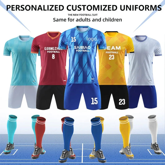 Adult Kids Customised Football Jerseys Soccer Uniform Mem Women Team Training Quick-Drying Sportswear  Futsal Tracksuit Outfit