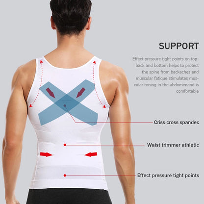 Men's Body Shaper Vest Shirt Abs Gym Workout Compression Tank Top Sleeveless Shapewear - The Clothing Company Sydney