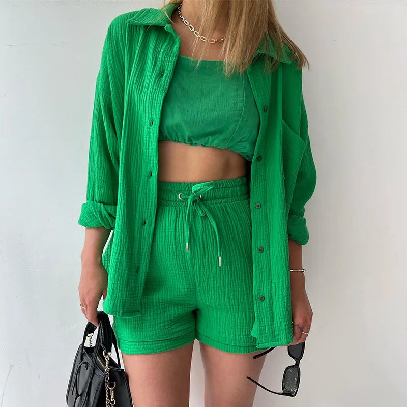 Summer Women's Suit Short Sets Outfits Suit Two Piece Button Up Matching Outfit Set - The Clothing Company Sydney