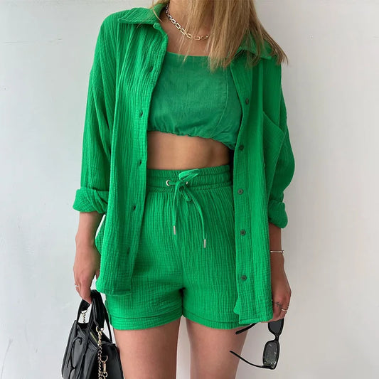 Summer Women's Suit Short Sets Outfits Suit Two Piece Button Up Matching Outfit Set - The Clothing Company Sydney