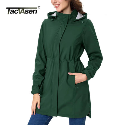 Long Fleece Lined Jackets Womens Warm Winter Softshell Jackets Windproof Hooded Rain Coat Outdoor Windbreaker Parka The Clothing Company Sydney