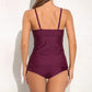 Two Piece Tankini Set For Women's Swimwear Retro Hollow Out V Neck Swimsuit - The Clothing Company Sydney