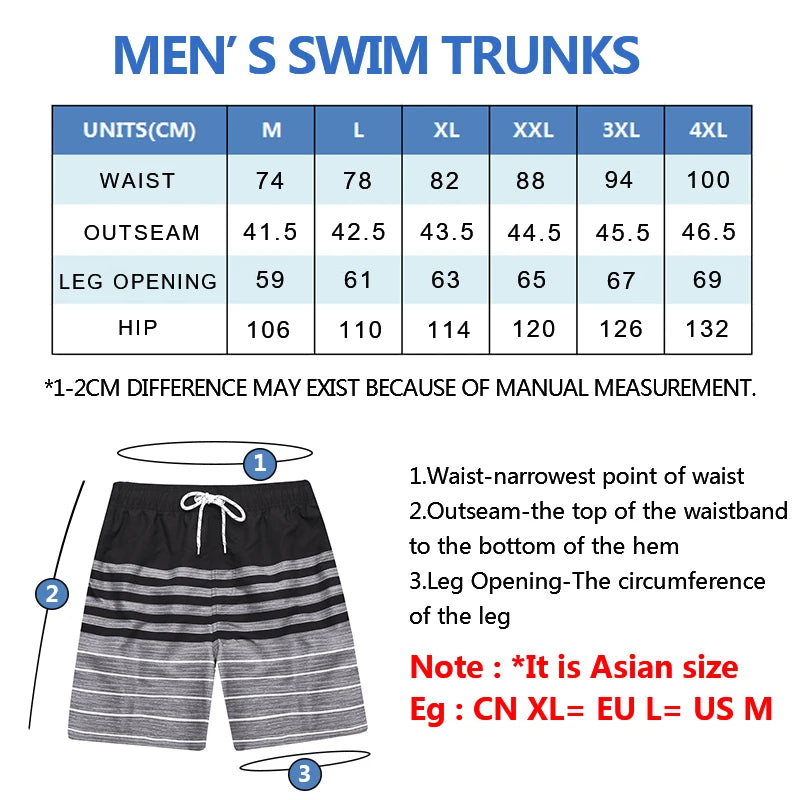 Summer Mens Swim Shorts Beach Quick Dry Printing Swimsuit Plus Size Mesh Liner Surfing Gym Board Shorts