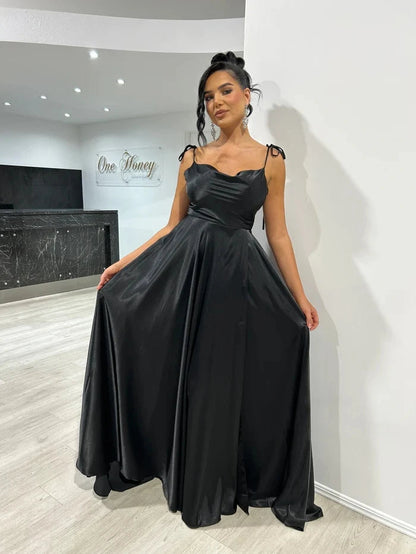 Mint Green Bridesmaid Dresses Side Slit Backless Gown Long Satin Spaghetti Strap Summer Evening Dress The Clothing Company Sydney