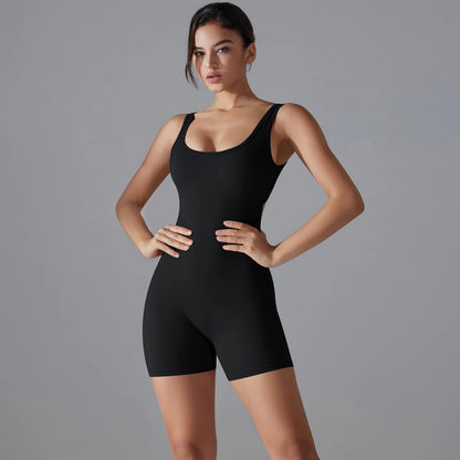 V Back Scrunch Sports Jumpsuit Gym Romper Sleeveless Sportswear Bodysuits Women Casual One-Piece Suit Yoga Clothing - The Clothing Company Sydney
