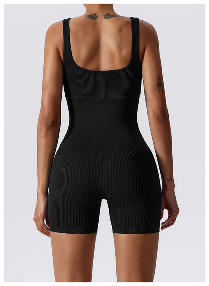 Women's Yoga Rompers One Piece Seamless Ribbed Jumpsuit Padded Sports Bra Romper Fashion Fitness Sportwear The Clothing Company Sydney