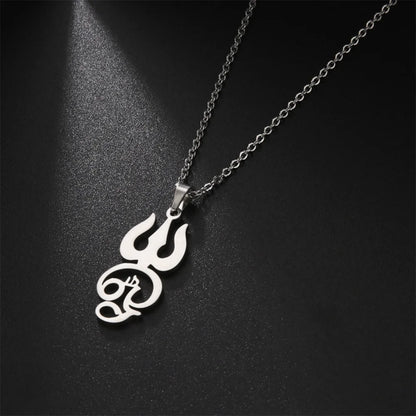 Tamil Om Symbol Pendant Necklace Stainless Steel Vintage Trident Yoga Shiva Symbol Necklaces Amulet Jewellery Gifts - The Clothing Company Sydney