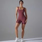 One Piece V Back Sports Jumpsuit Gym Romper Sleeveless Sportswear Bodysuit Women's Casual One-Piece Suit Yoga Clothing Set The Clothing Company Sydney