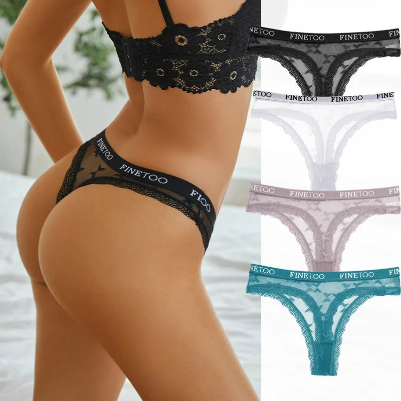 4 Pack Womens Lace Panties Low Rise Thongs Female G-String Underwear High Elastic Waist Soft Intimates Lingerie - The Clothing Company Sydney