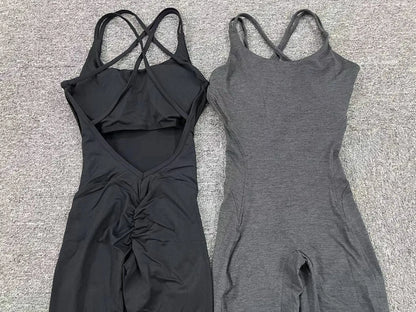 One Piece Backless Bodycon Scrunch Jumpsuit Women Dance Fitness Overalls Push Up Sleeveless Yoga Sport Jump Suit The Clothing Company Sydney