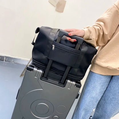 Travel Bag Women Shoulder Bag Casual Handbag Double Zipper Expansion Bag Large Bag Fashion Luggage Bag - The Clothing Company Sydney