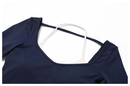 2 Piece Womens Tracksuit Yoga Set Workout Sportswear Gym Clothing Fitness Long Sleeve Crop Top High Waist Leggings Sports Suits - The Clothing Company Sydney