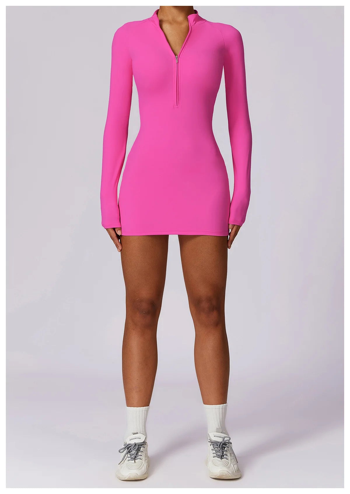 Zipper Long Sleeve JumpSuits Women Workout Tracksuit Short Skirt Sportswear Yoga Set Fitness Bodysuit Gym Clothes Yoga Suit - The Clothing Company Sydney