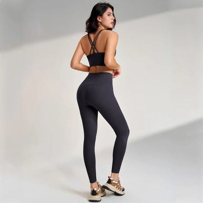 2 Piece Yoga Gym Running Leggings Crop Top Matching Outfit Set - The Clothing Company Sydney