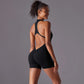 Hollow Backless Sport Jumpsuit Short Woman One Piece Gym Outfit Sleeveless Zipper Fitness Overalls Yoga Romper