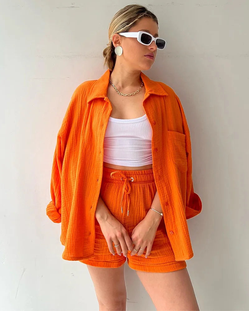 Summer Women's Suit Short Sets Outfits Suit Two Piece Button Up Matching Outfit Set - The Clothing Company Sydney