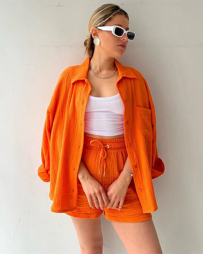 Summer Women's Suit Short Sets Outfits Suit Two Piece Button Up Matching Outfit Set - The Clothing Company Sydney