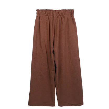 Women's Cotton Linen Loose Wide Leg Pants Summer Female High Elastic Waist Button Casual Streetwear Trousers The Clothing Company Sydney