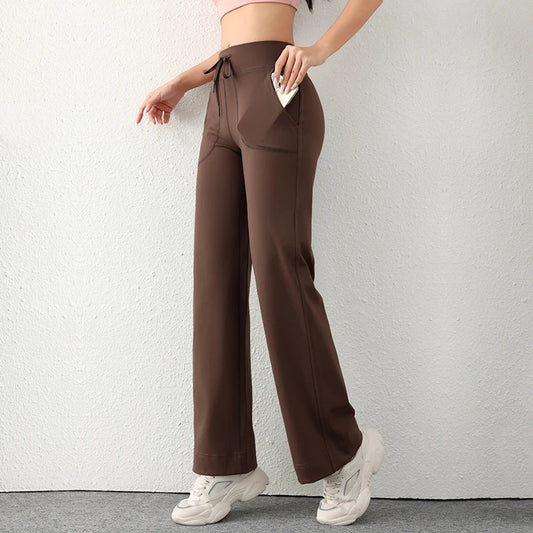Women's Casual Loose Straight Running Sweatpants Wide Leg Drawstring Design With Side Pockets Leggings Yoga Pants The Clothing Company Sydney