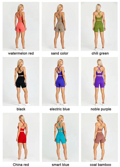 Yoga Shorts Set Women Fitness Suit 2 Piece Sports Gym Wear Workout Clothes Running Sportswear Sport Outfit The Clothing Company Sydney