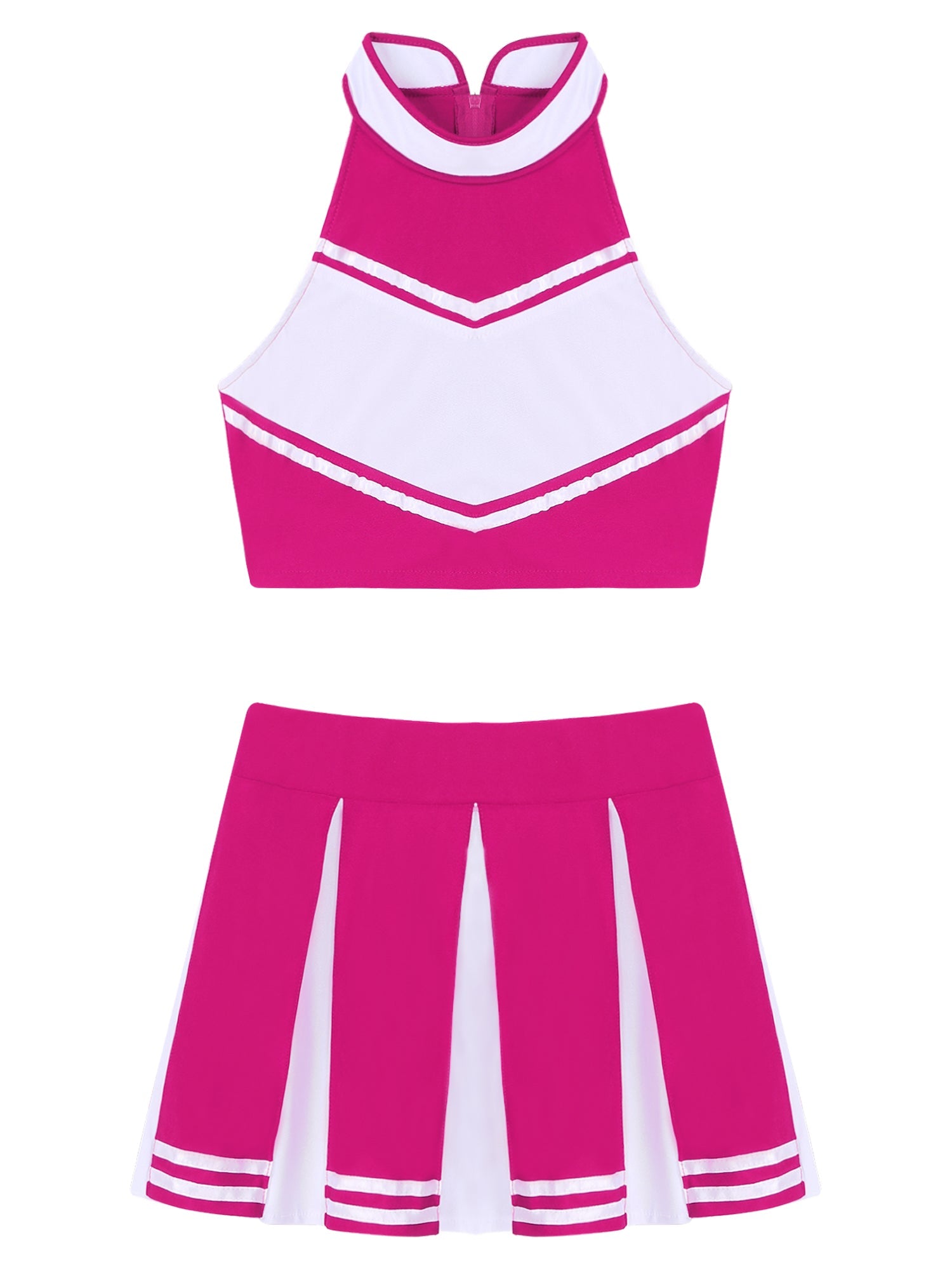 Women's Cheerleader Cosplay Costume Uniform Outfit Stand Collar Crop Top with Mini Pleated Skirts Carnival Cheerleading Suit The Clothing Company Sydney