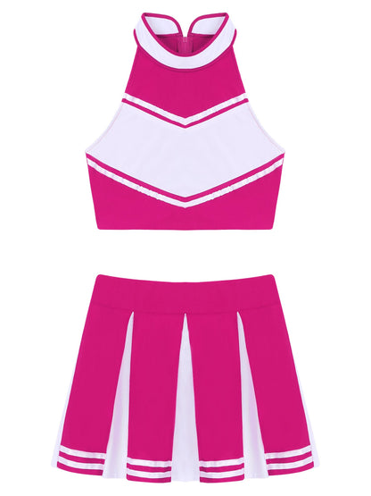 Women's Cheerleader Cosplay Costume Uniform Outfit Stand Collar Crop Top with Mini Pleated Skirts Carnival Cheerleading Suit The Clothing Company Sydney