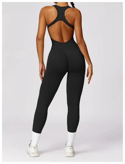 Seamless Gym Sport Jumpsuit Women Sportswear Hollow Backless Scrunch Fitness Overalls Push Up One Pieces Outfit Yoga Wear The Clothing Company Sydney