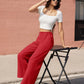 High Waisted Fashion Wide Leg Trousers Womens Loose Casual Lightweight Soft Button Closure 2 Pockets Pants The Clothing Company Sydney