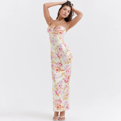 Summer Spaghetti Strap Floral Print Party Dresses Elegant Maxi Bodycon Wedding Guest Holiday Dress The Clothing Company Sydney