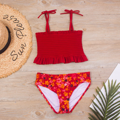 2 Piece Kids Swimwear Swimsuit Print Girls Kid Bikini Set 5-14 Years Children Bandage Swimming Suit Beachwear The Clothing Company Sydney