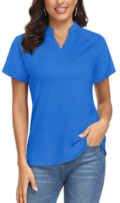 UPF 50+ V-neck Short Sleeve Golf Polo Shirts Women's Quick Dry Sun/UV Protection T-shirts Outdoor Sports Pullover Tops The Clothing Company Sydney