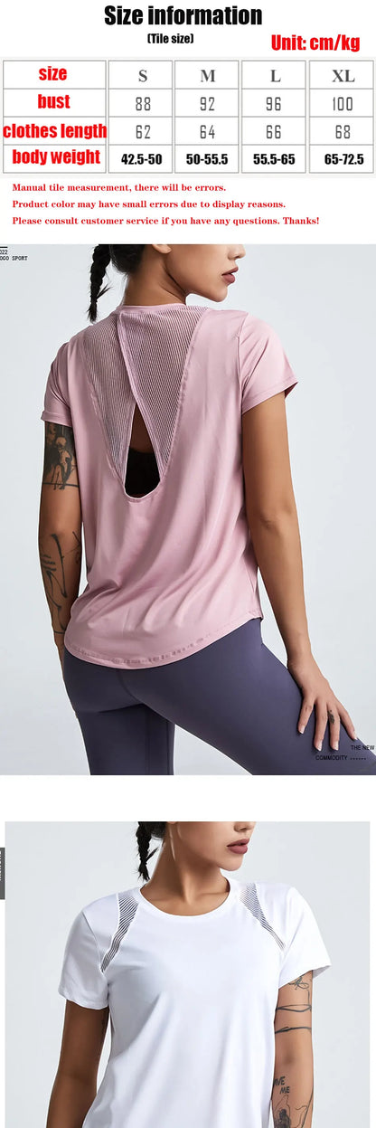 Women's Loose Fit Yoga Tops Short-Sleeved Running Quick-Drying T-Shirts Short Sleeve Sports Hollow Fitness Clothes The Clothing Company Sydney