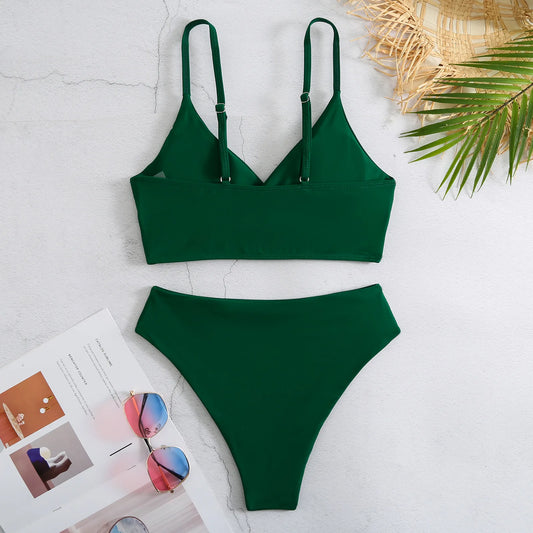 2 Piece High Waist Swimsuit Padded Swimwear Bathers Bathing Swimming Summer Beachwear Bikini Set - The Clothing Company Sydney