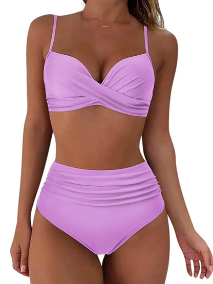 Cross Frill Bikinis Women Swimwear Print High Waist Swimsuit Beachwear Bathers Bathing Swimming Swim Suit The Clothing Company Sydney