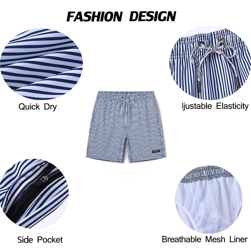 Summer Mens Shorts Polyester Gym Breathable Mesh Liner Elastic Waist Side Pocket Beach Board Shorts - The Clothing Company Sydney