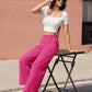 High Waisted Fashion Wide Leg Trousers Womens Loose Casual Lightweight Soft Button Closure 2 Pockets Pants The Clothing Company Sydney