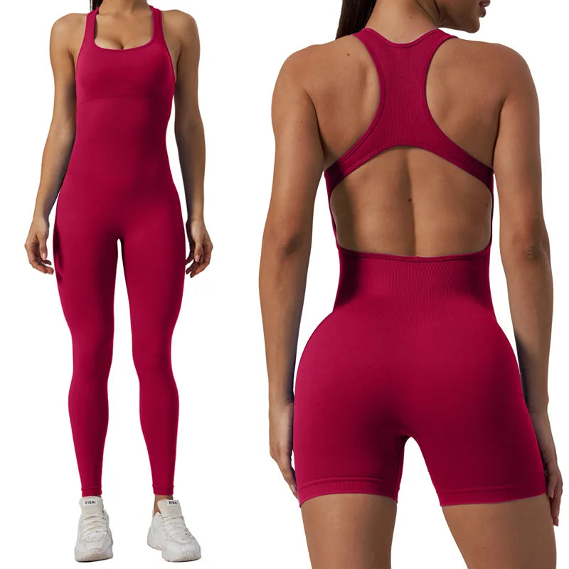 Women's Sleeveless Seamless Yoga Jumpsuits Workout Ribbed Playsuit Outfit Fitness Sportswear Activewear The Clothing Company Sydney