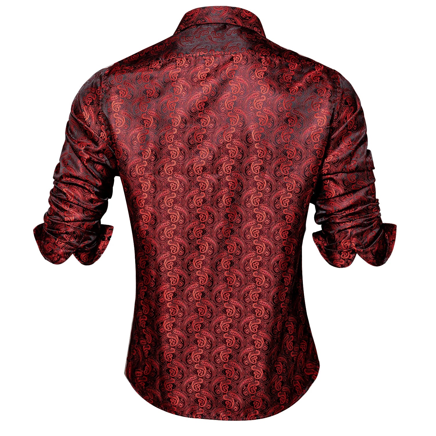 Hi-Tie Long Sleeve Silk Shirts for Men Suit Dress Outwear Male Slim Wedding Floral Paisley Gold Blue Red The Clothing Company Sydney