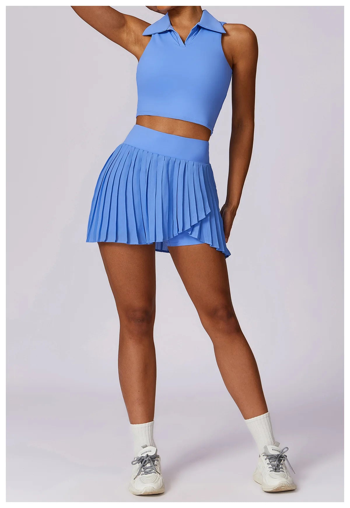 2 Piece Women's Gym Clothes Running Sports Fitness Breathable Yoga Tennis Top and Skirt Set - The Clothing Company Sydney