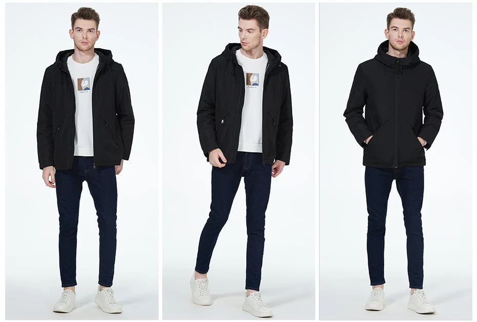 Men's  Lightweight Cotton Jacket Casual Trend Coat Male Windbreaker Coat hooded Jacket - The Clothing Company Sydney