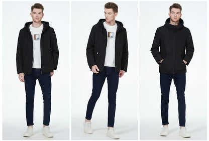 Men's  Lightweight Cotton Jacket Casual Trend Coat Male Windbreaker Coat hooded Jacket - The Clothing Company Sydney