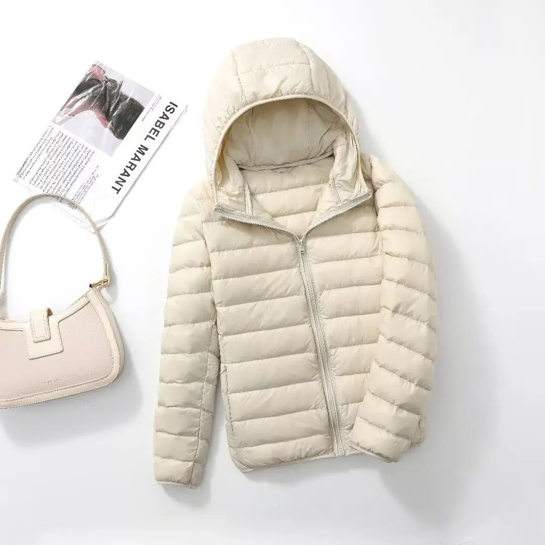 Women Puffer Jacket Plus Spring Autumn Female Ultra Lightweight Packable Hooded Down Coats - The Clothing Company Sydney