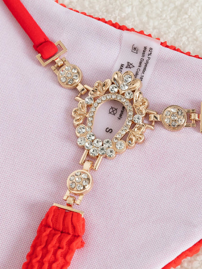 2 Piece Textured Halter Triangle Tie Side Bikini Womens Swimsuit Swimwear Bathing Swimming Suit Summer Beachwear Bathers - The Clothing Company Sydney