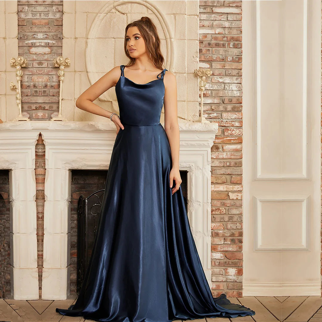 Mint Green Bridesmaid Dresses Side Slit Backless Gown Long Satin Spaghetti Strap Summer Evening Dress The Clothing Company Sydney