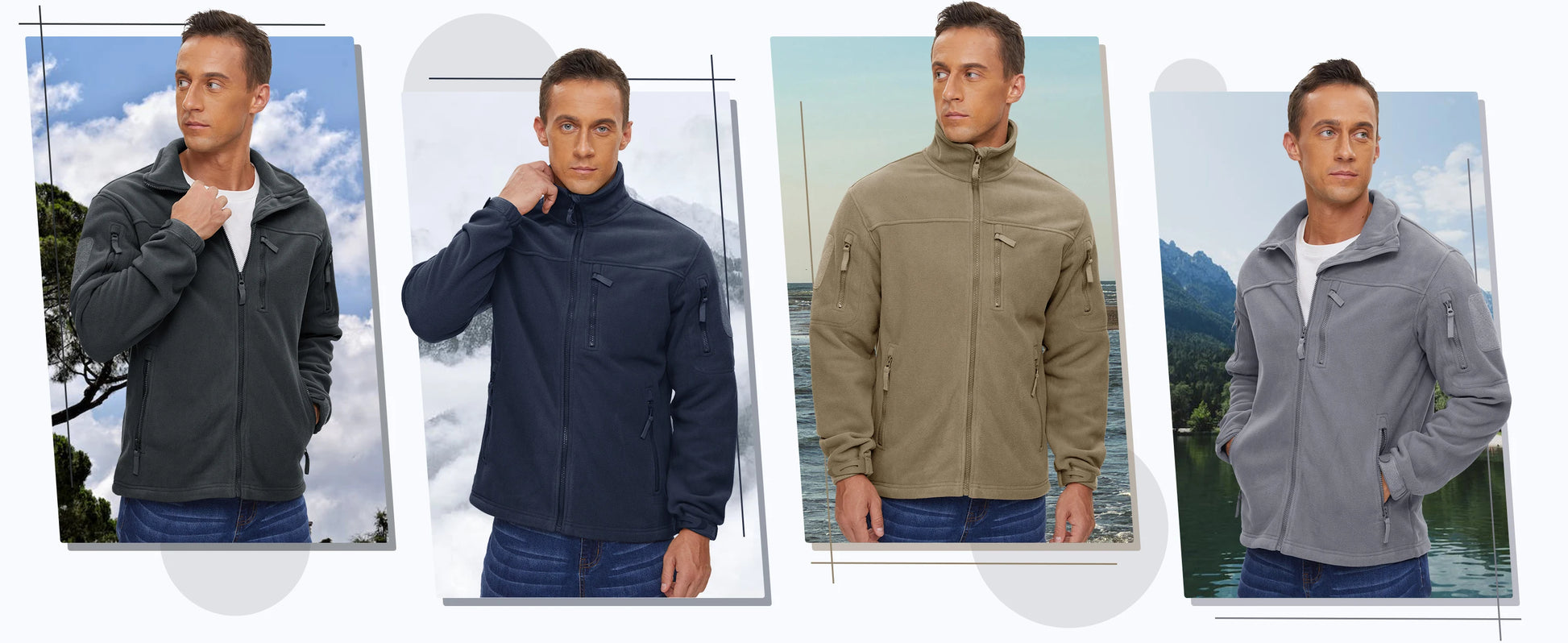 Full Zip Up Tactical Green Fleece Jacket Thermal Warm Work Coats Men's Pockets Safari Jacket Hiking Outwear Windbreaker - The Clothing Company Sydney