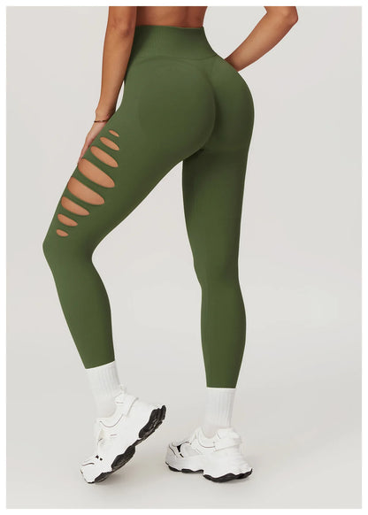 Seamless High-Waist Yoga Leggings – Hollow-Out Push-Up Workout Tights for Women - The Clothing Company Sydney